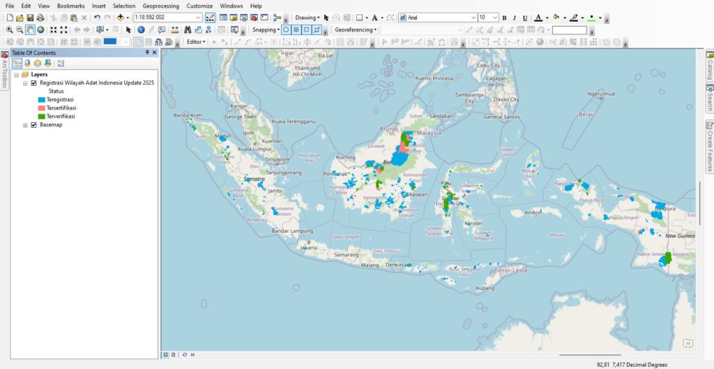 Shapefile (SHP) Peta Registrasi Wilayah Adat Indonesia Update 2025