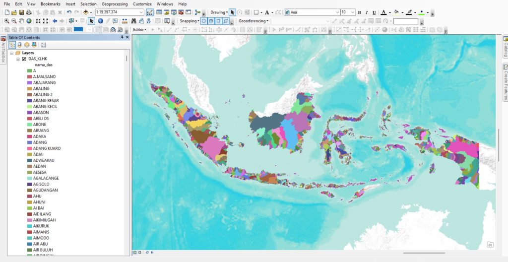 Shapefile (SHP) Daerah Aliran Sungai Seluruh Indonesia