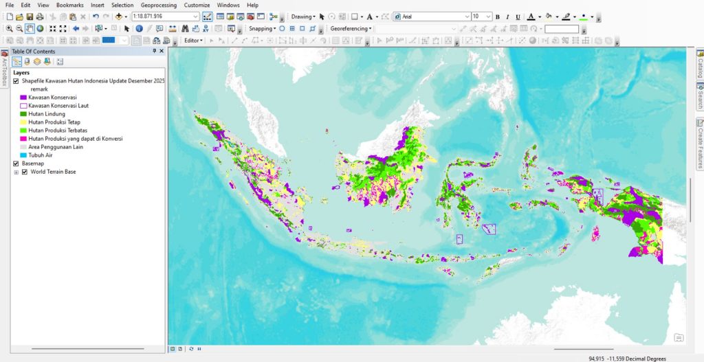 Shapefile Kawasan Hutan Indonesia – Update Desember 2025