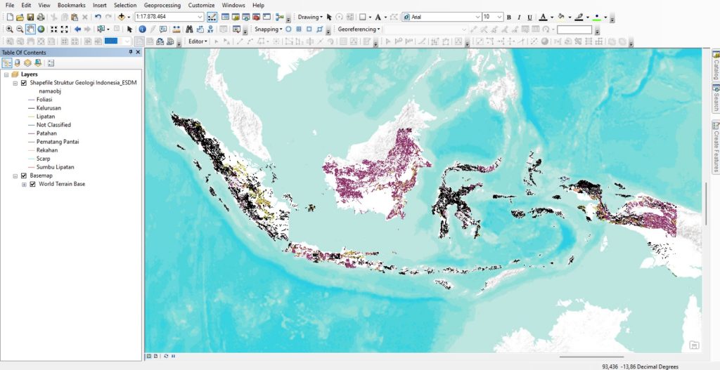 Shapefile (SHP) Struktur Geologi Indonesia