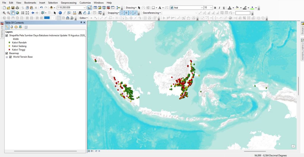Shapefile (SHP) Peta Sumber Daya Batubara Indonesia Update Terbaru