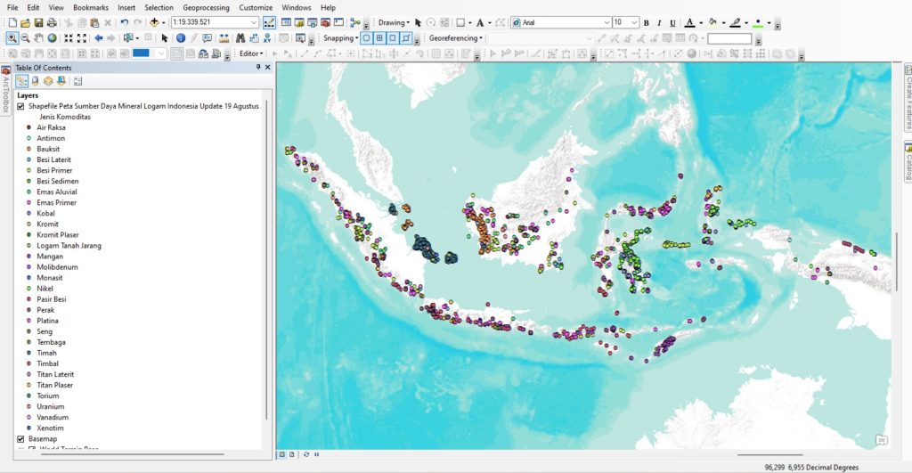 Shapefile (SHP) Peta Sumber Daya Mineral Logam Indonesia Update Terbaru