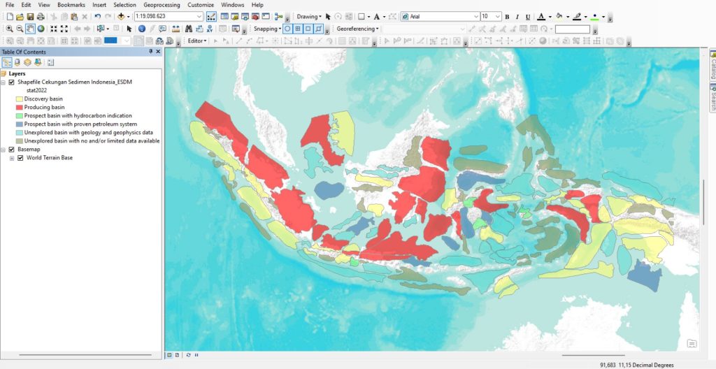 Shapefile (SHP) Peta Cekungan Sedimen Indonesia