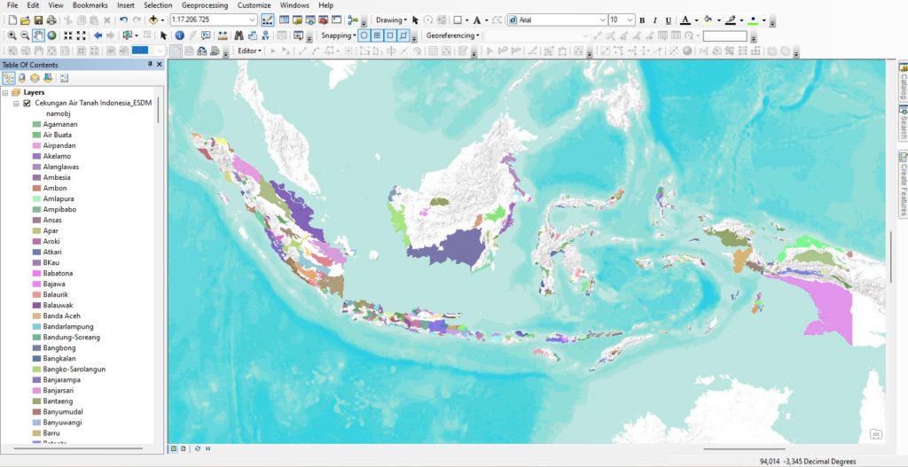 Shapefile (SHP) Cekungan Air Tanah Seluruh Indonesia