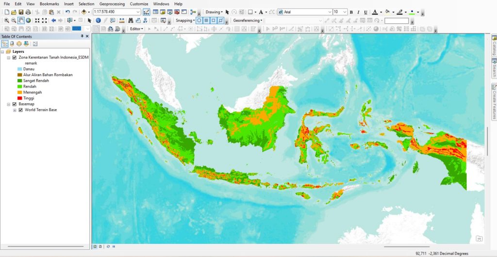 Shapefile (SHP) Peta Zona Kerentanan Gerakan Tanah Seluruh Indonesia