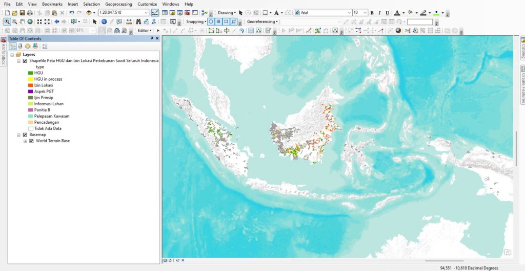 Shapefile (SHP) Peta HGU dan Izin Lokasi Perkebunan Sawit Seluruh Indonesia Update Terbaru