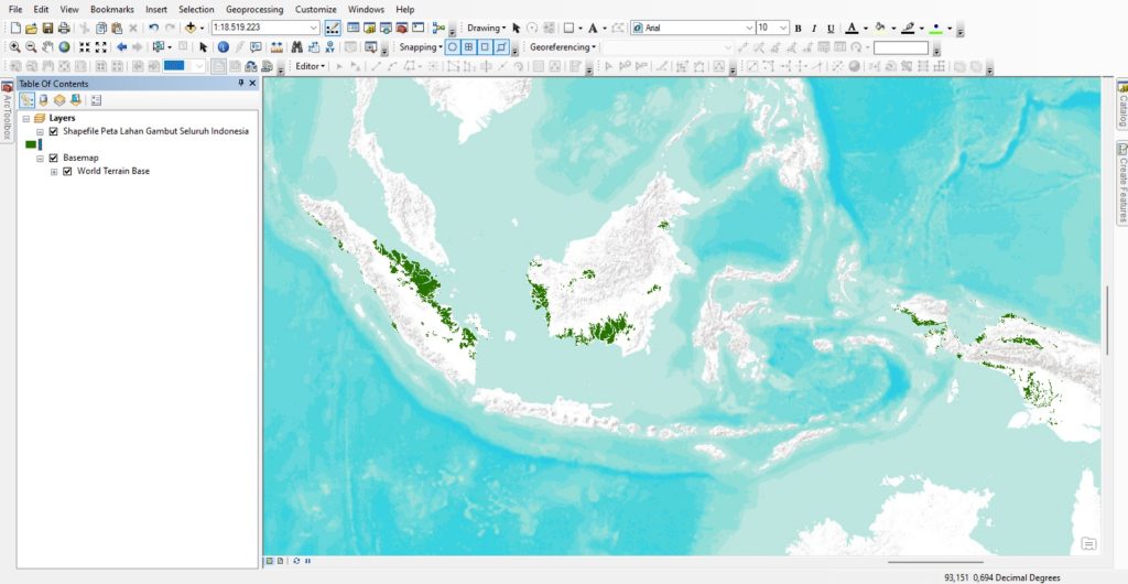 Shapefile (SHP) Peta Lahan Gambut Seluruh Indonesia