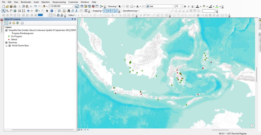 Shapefile (SHP) Peta Smelter Seluruh Indonesia Update Terbaru