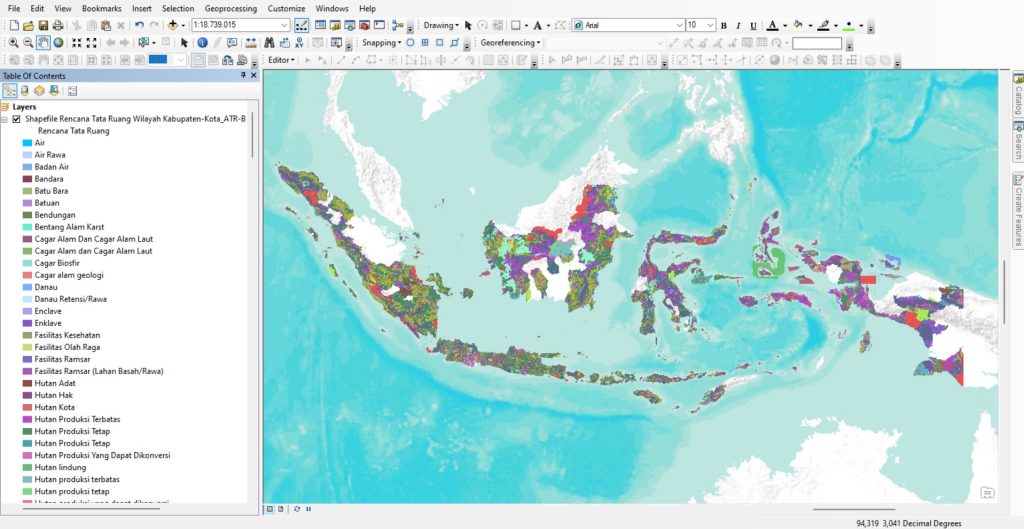 Shapefile (SHP) Peta Rencana Tata Ruang Wilayah (RTRW) Kabupaten/Kota Seluruh Indonesia